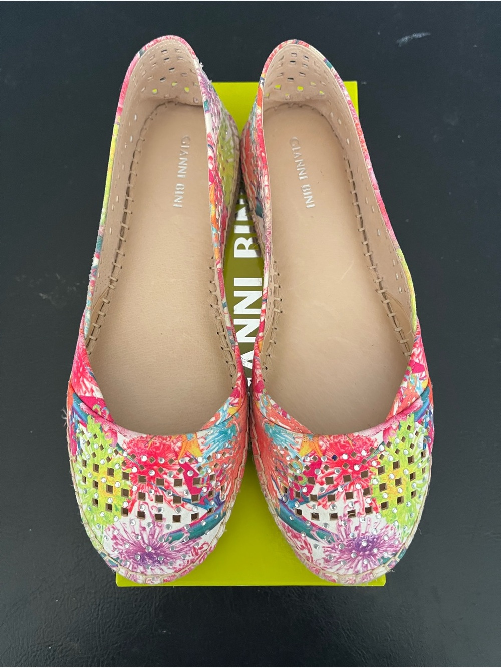 Gianni Bini Multicolor Floral Perforated Flats NIB